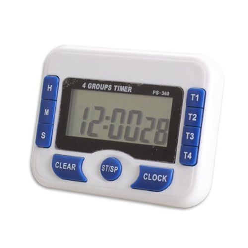 Timer 4 Cronômetros Digital Alarme Sonoro Imã de Fixação e Adaptador para Ficar Sobre Mesa