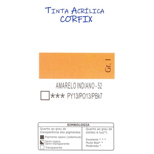 Tinta Acrilica 37Ml (Corfix) (Amarelo Indiano (52))