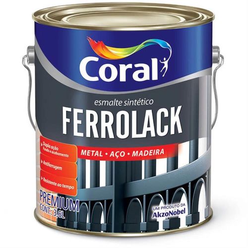 Tinta Esmalte Sintético Ferrolack Fundo e Acabamento Cinza 3,6 Litros - CORAL