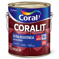 Tinta Esmalte Sintético Premium Brilhante Coralit Tradicional Vermelho 3,6 Litros
