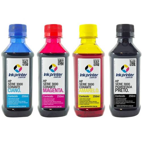 Tinta Inkprinter para Recarga de Cartucho de Impressora Hp (4x250 Ml)