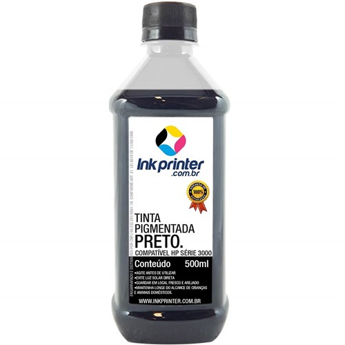 Tinta Inkprinter Preta Pigmentada para Recarga de Cartucho de Impressora Hp (500Ml)