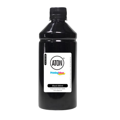 Tinta para Cartucho Hp 664 | 664xl Black 500ml Pigmentada Aton