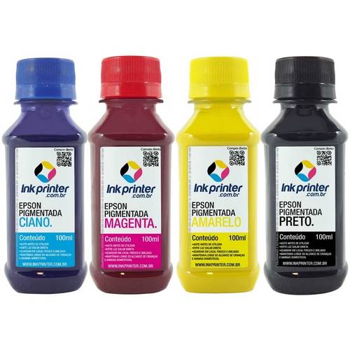 Tinta Pigmentada Inkprinter para Bulk Ink Impressora Epson (4x100ml)