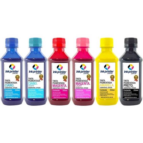Tinta Pigmentada Inkprinter para Bulk Ink Impressora Epson (6x250 Ml)