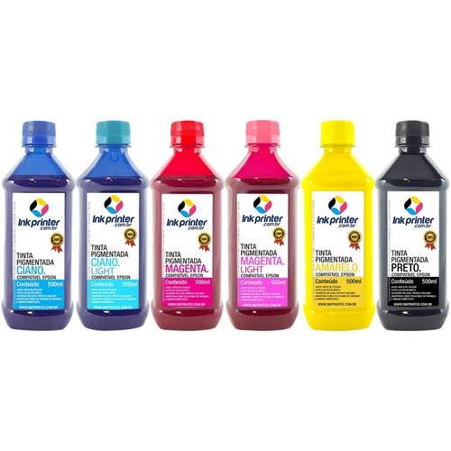 Tinta Pigmentada Inkprinter para Bulk Ink Impressora Epson (6x500 Ml)