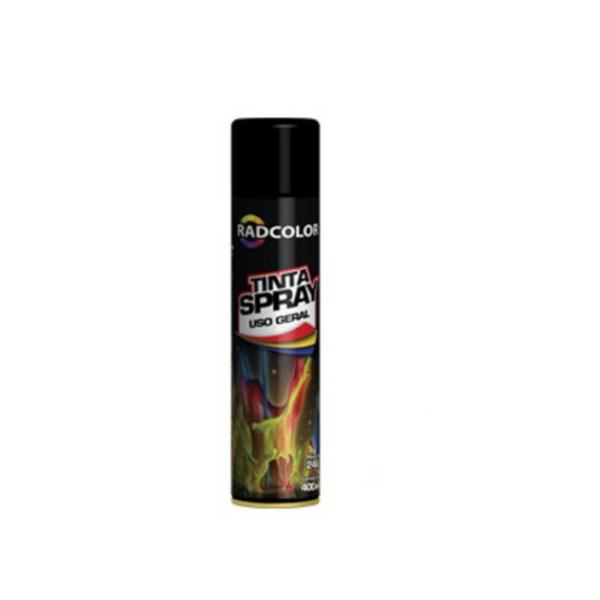 Tinta Spray 400ml Preto Brilhante Uso Geral e Automotivo - Radnaq