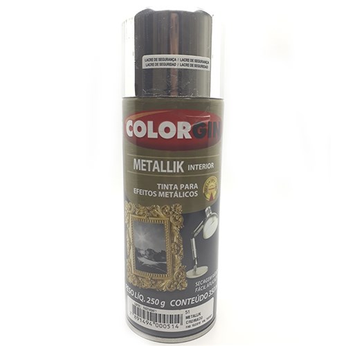 Tinta Spray 350ml Metallik Interior Cromado 51 Colorgin