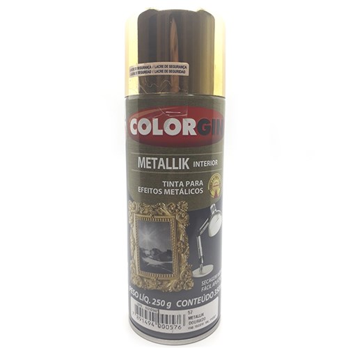 Tinta Spray 350ml Metallik Interior Dourado 57 Colorgin