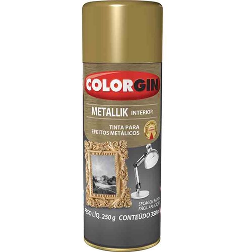 Tinta Spray 350ml Metallik Interior Ouro 52 Colorgin