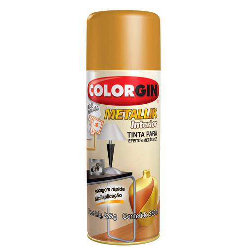 Tinta Spray Colorgin Metallik 350 Ml Ouro - 052