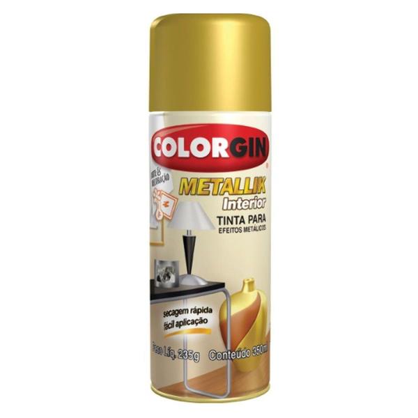 Tinta Spray Colorgin Metallik Metálico Ouro 250g