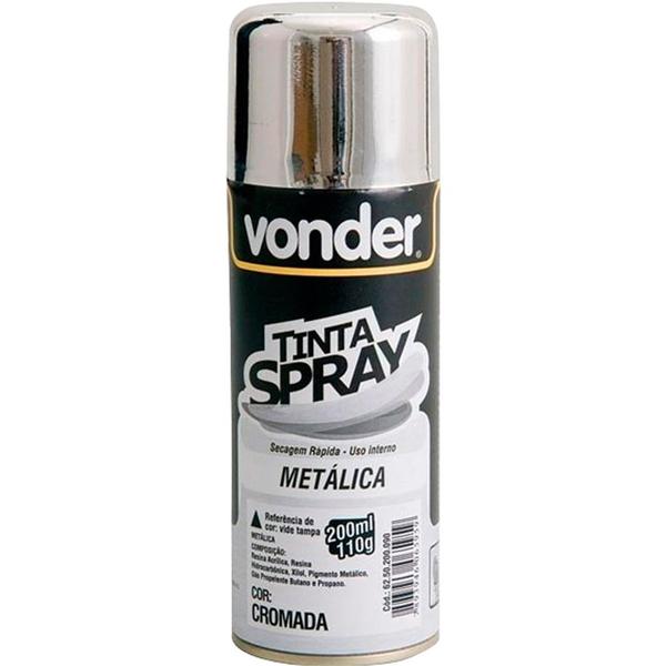 Tinta Spray Cromada Metálica 200Ml 7893946065959.C151 Vonder