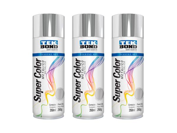 3 Tinta Spray Cromado Metálico 350ml - Tek Bond