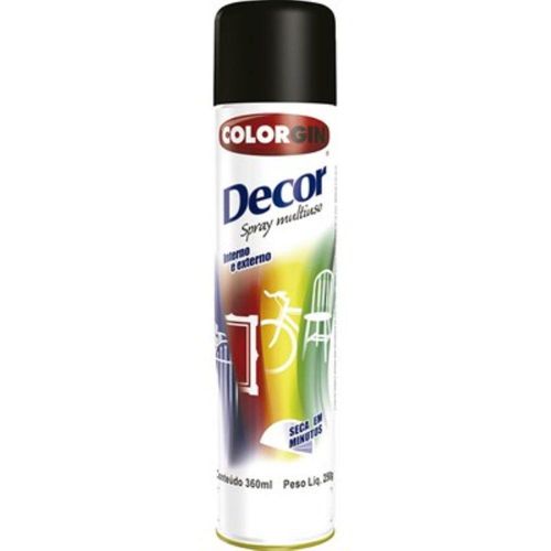 Tinta Spray Decor 8701 Preto Brilhante 250gr Colorgin