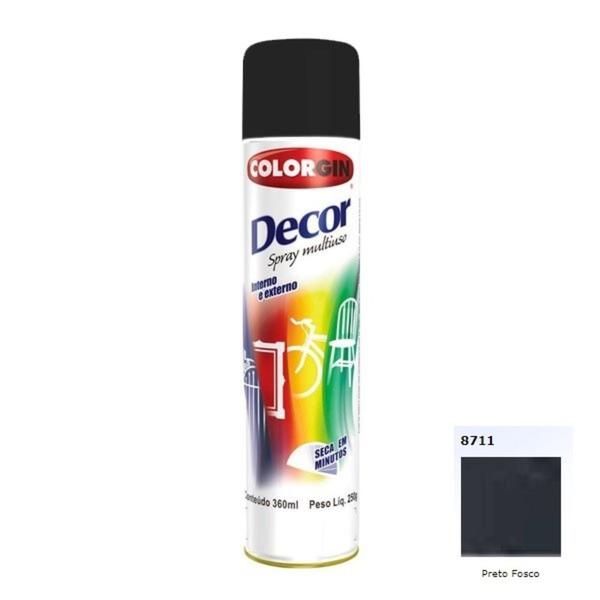 Tinta Spray Decor 8711 Preto Fosco 250gr Colorgin