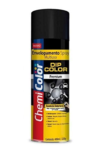 Tinta Spray Envelopamento Dip Color Preto Brilhante 400ml Chemicolor