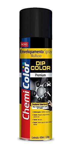 Tinta Spray Envelopamento Dip Color Preto Fosco 400ml Chemicolor