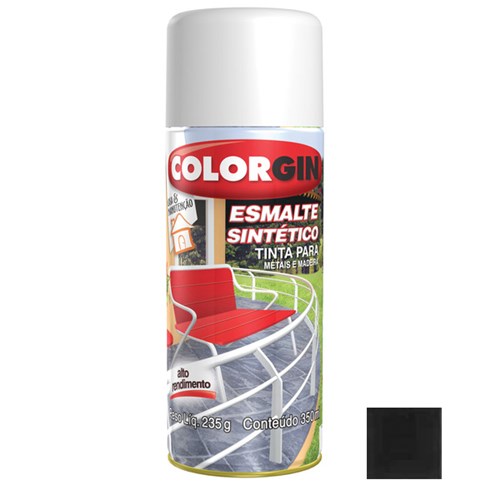 Tudo sobre 'Tinta Spray Fosco Esmalte Sintético Preto Fosco 350ml Colorgin'