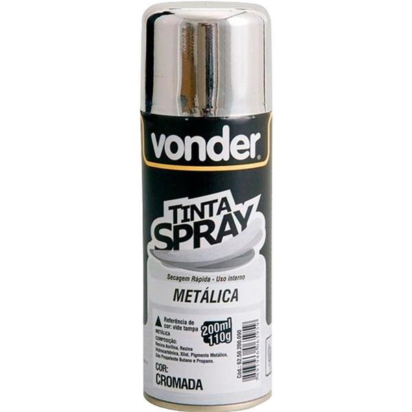 Tinta Spray Metálica Cromada 200ml - Vonder-6250200090