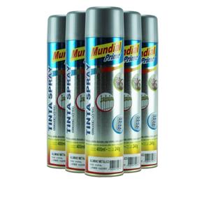 Tinta Spray Mundial Prime Prata Alumínio Metálico 400Ml