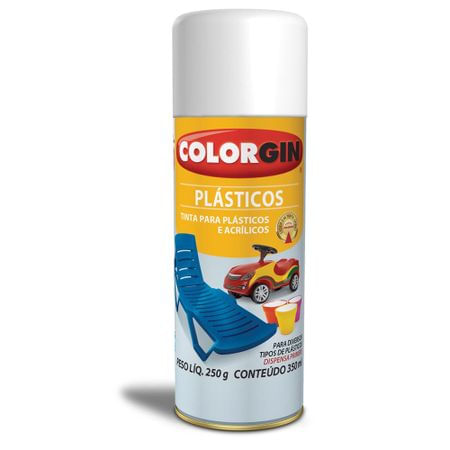 Tinta Spray Plásticos/Acrilicos Colorgin 350ml Branco