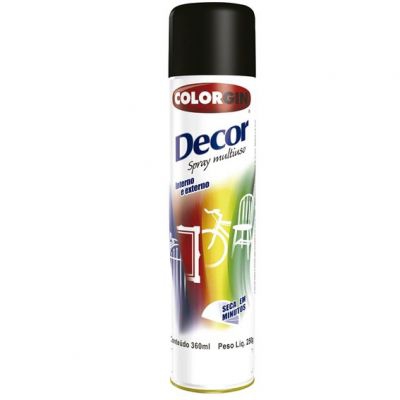 Tinta Spray Preta Fosco Decor 360ml - Colorgin