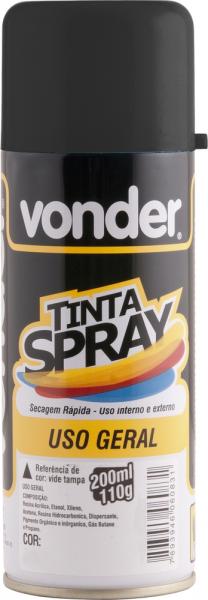 Tinta Spray Preto Brilhante 200ml/110g - Vonder