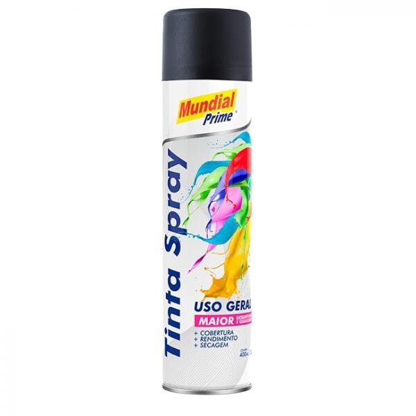 Tinta Spray Preto Fosco 400ml Mundial - Mundial Prime