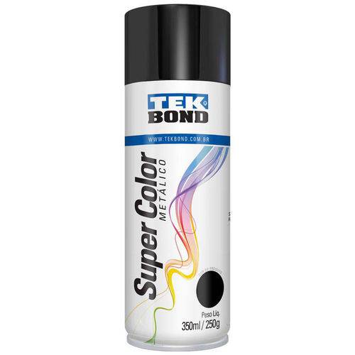 Tinta Spray Super Color Metálica 350ml Preto Tekbond