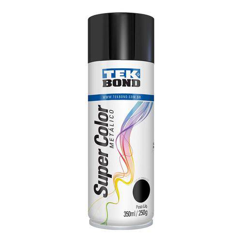 Tinta Spray Super Color Preto Metálico 350ml Tekbond