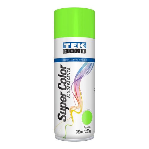 Tinta Spray Super Color Verde Fluorescente 350Ml/250G Tekbond