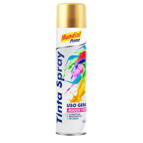 Tinta Spray Uso Geral Mundial Prime Ouro Metálico 400ml