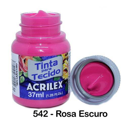 Tinta Tecido Acrilex 37ml - Cor: 542 Rosa Escuro