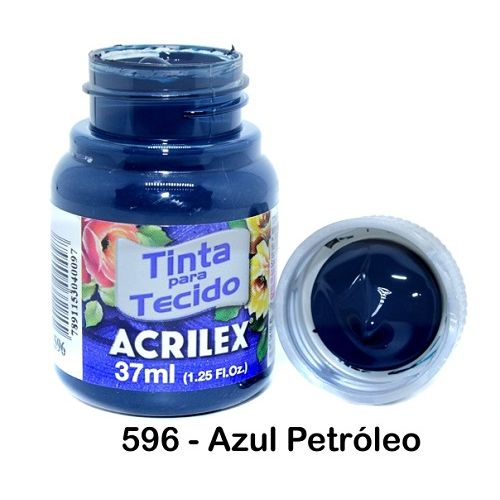 Tinta Tecido Acrilex 37ml - Cor: 596 Azul Petróleo