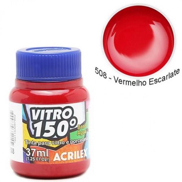 Tinta Vidro 150 - 37ml - Vermelho Escarlate - 508 - Acrilex