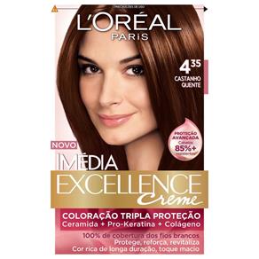 Tintura Imédia Excellence L`Oréal Creme 4.35 Castanho Quente