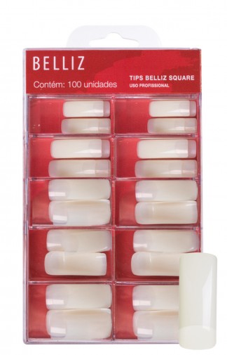 TIPS DE UNHAS BELLIZ SQUARE (quadrado) - Caixa com 100 Un -1252