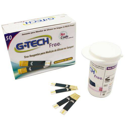 Tiras para Medidor de Glicose Gtech Ttfr150 com 50 Unidades