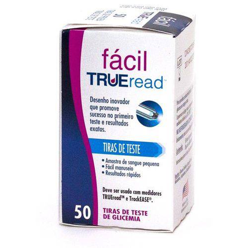 Tiras para Teste de Glicemia/Glicose Fácil Trueread Embalagem com 50 Tiras