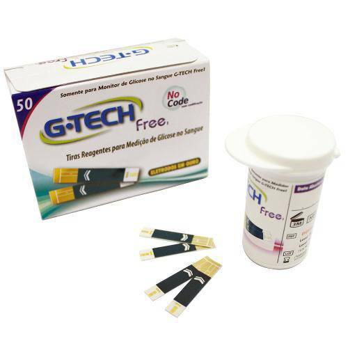 Tiras para Teste de Glicose - Free 1 - Pote com 50 Unidades - G-tech