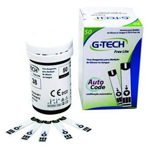 Tiras Reagentes G-Tech Free LITE P/ Teste de Glicemia - 50 Unidades