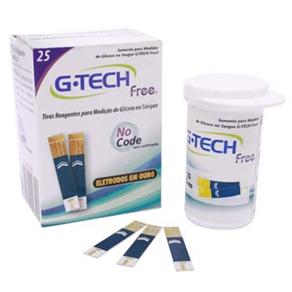 Tiras Reagentes para Teste de Glicemia G-Tech Free 1 25 Unidades - Azul