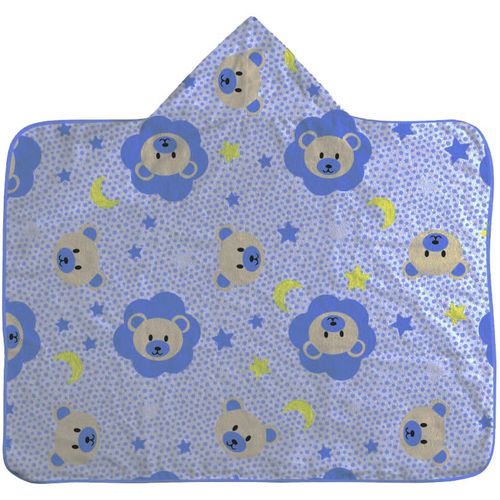 Toalha de Banho Infantil Capuz Forrada - Leão - Azul