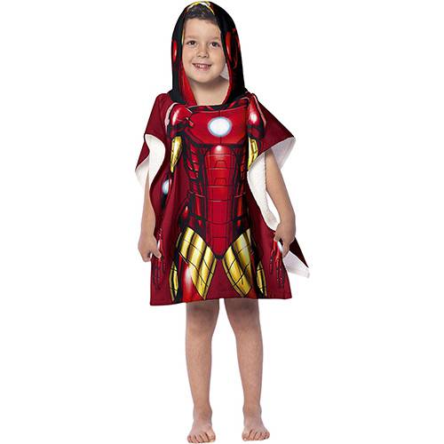 Toalha de Banho Infantil Homem de Ferro Poncho com Capuz Vermelha - Lepper