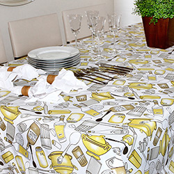 Toalha de Mesa Estampada Desenho Azeite Amarelo 160x320cm - Pietra Home