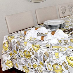 Toalha de Mesa Estampada Desenho Azeite Amarelo 180x320cm - Pietra Home