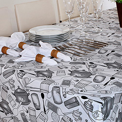 Toalha de Mesa Estampada Desenho Azeite Cinza 180x270cm - Pietra Home