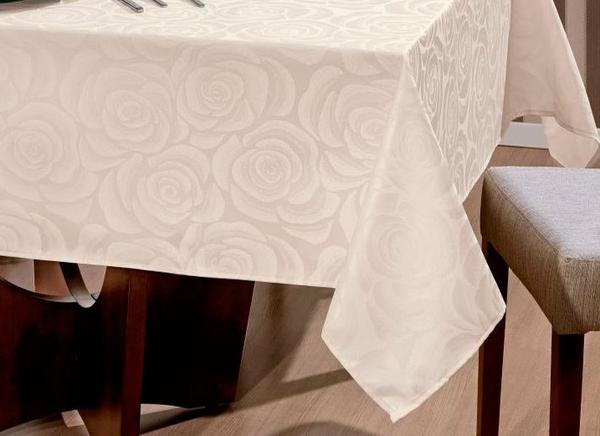 Toalha de Mesa Jacquard Lilly Bege 10 Lugares - Hedrons