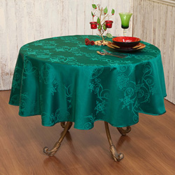 Toalha de Mesa Jacquard Redonda 160cm Impermeável - Verde - Pietra Home